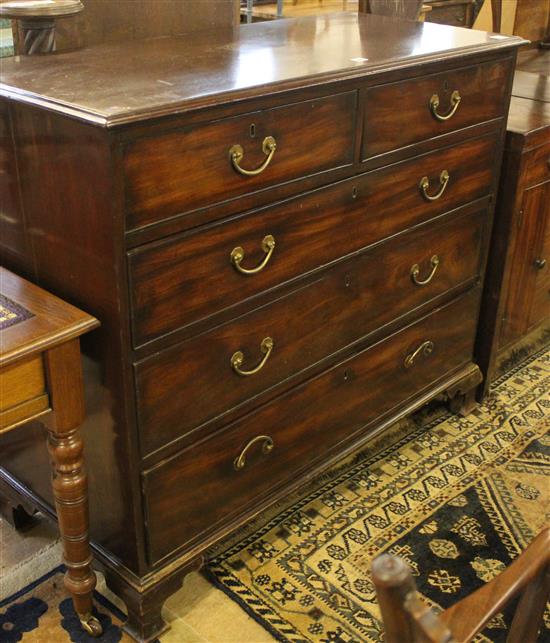 George III mahogany straight front chest of two short and three long drawers